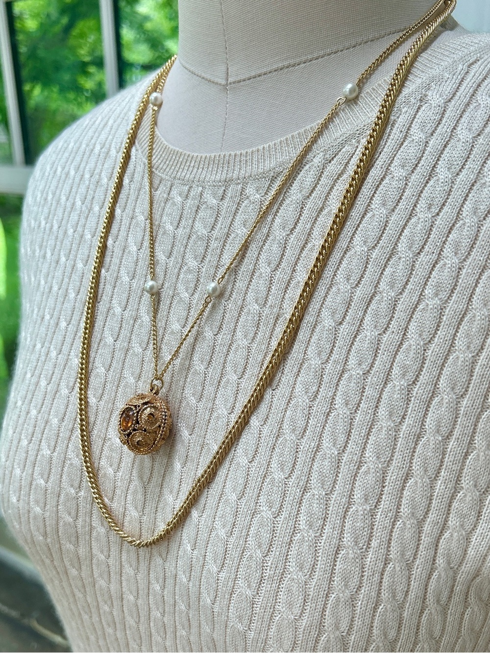 Elizabethan Style Orb and Pearl Necklace